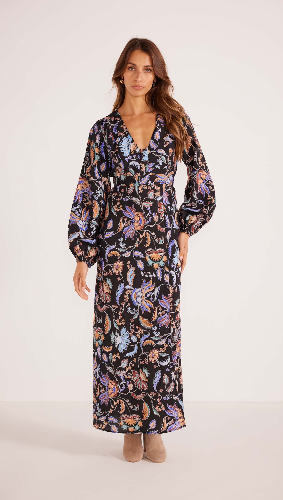 Celeste Long Sleeve Midi Dress-MINKPINK