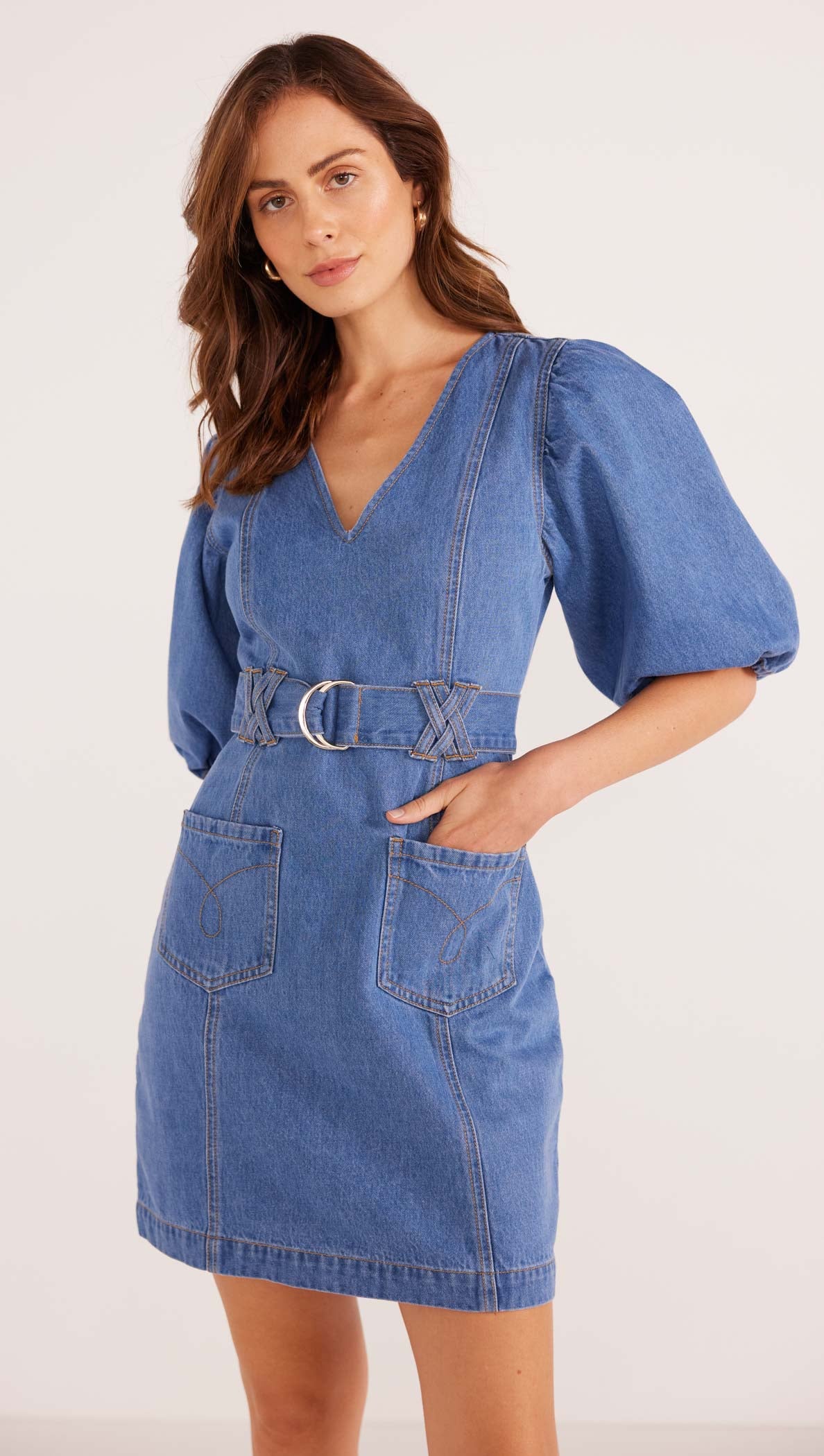 PEYTON DENIM MINI DRESS-MINKPINK