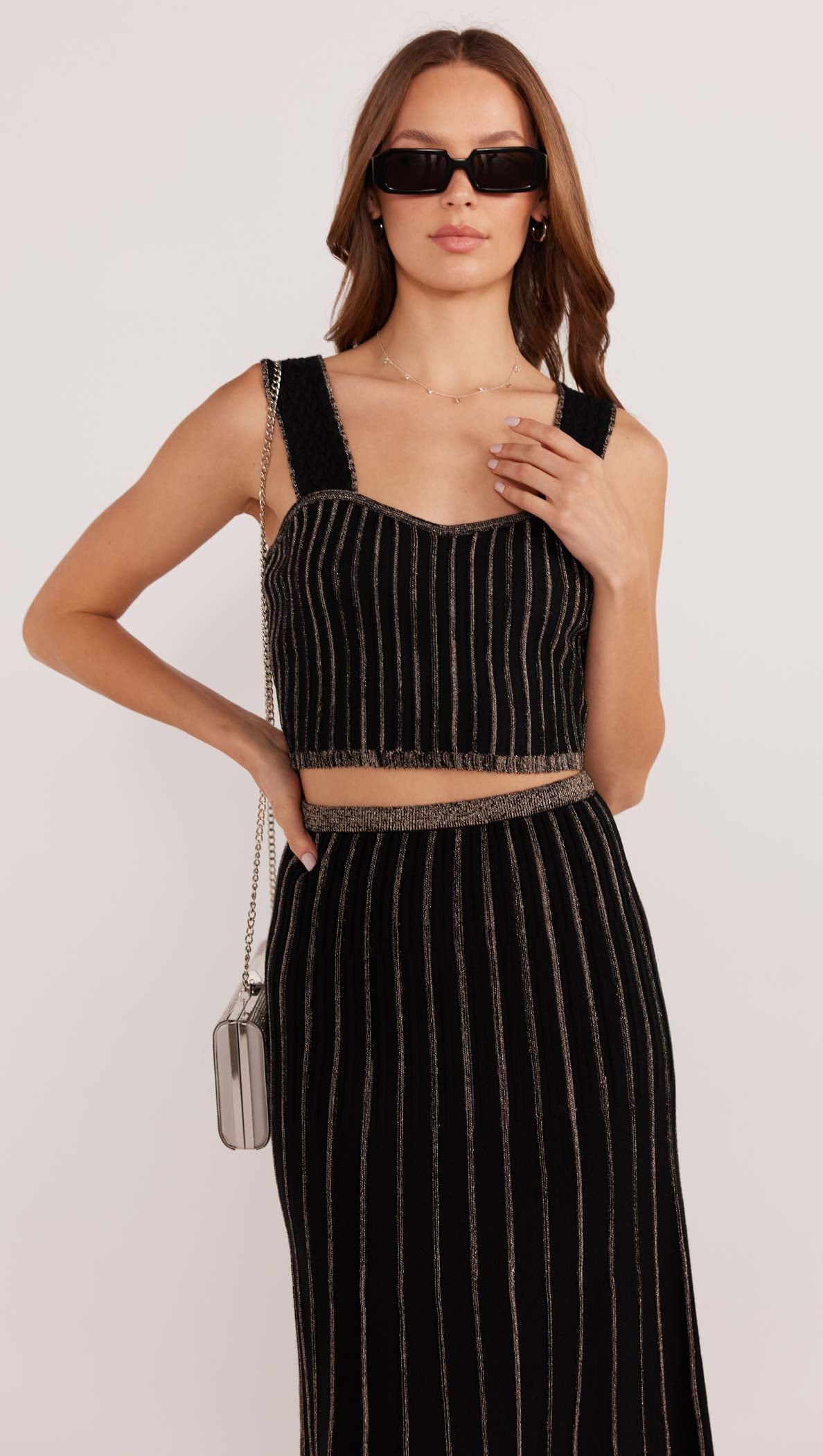 Celia Lurex Stripe Crop Top-MINKPINK