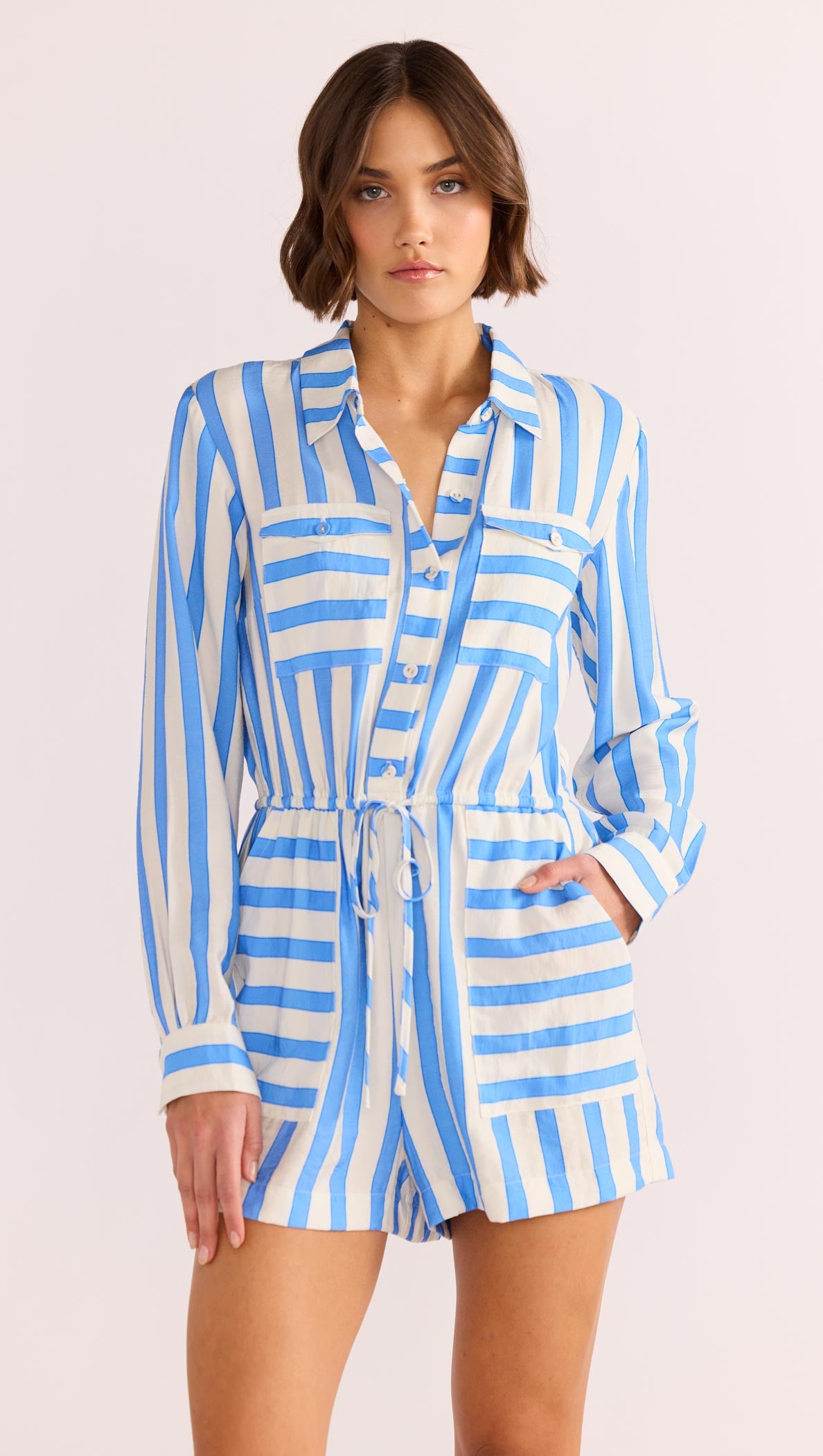 NIMUE STRIPE PLAYSUIT-MINKPINK