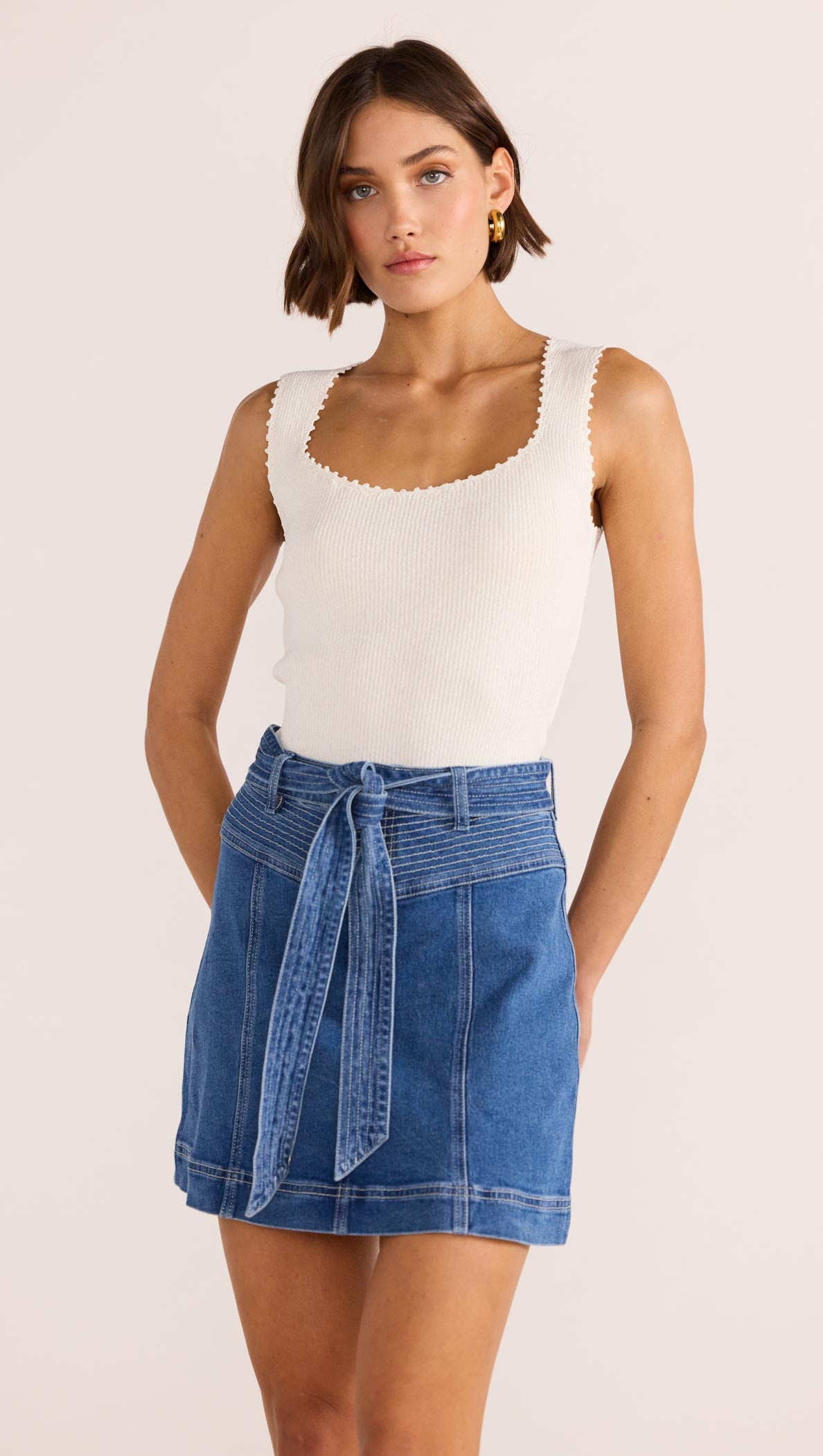 Ellis Denim Panel Mini Skirt