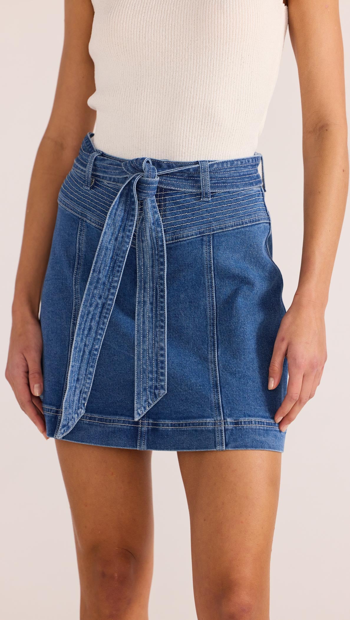 Ellis Denim Panel Mini Skirt