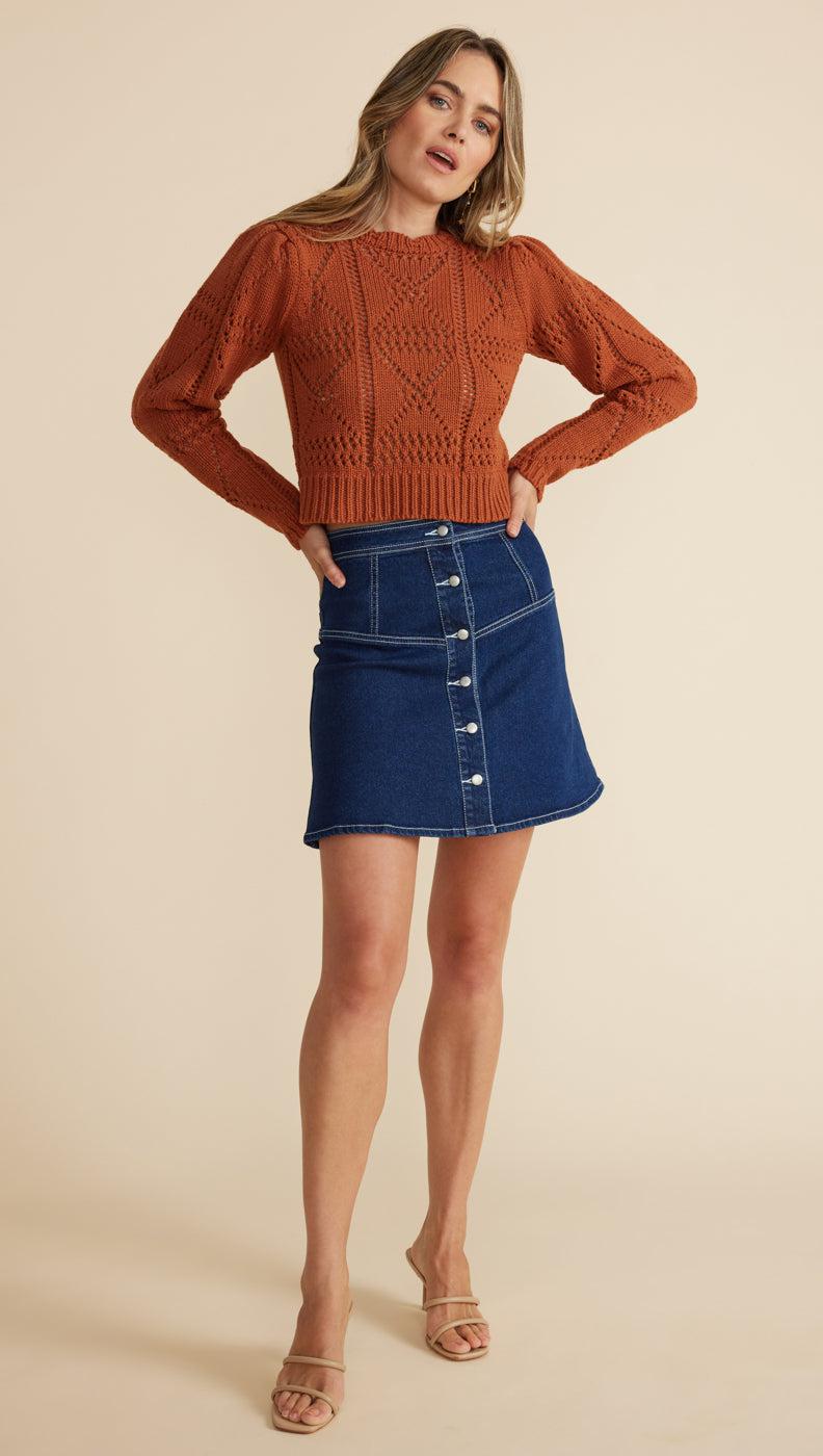 Minkpink white denim outlet skirt