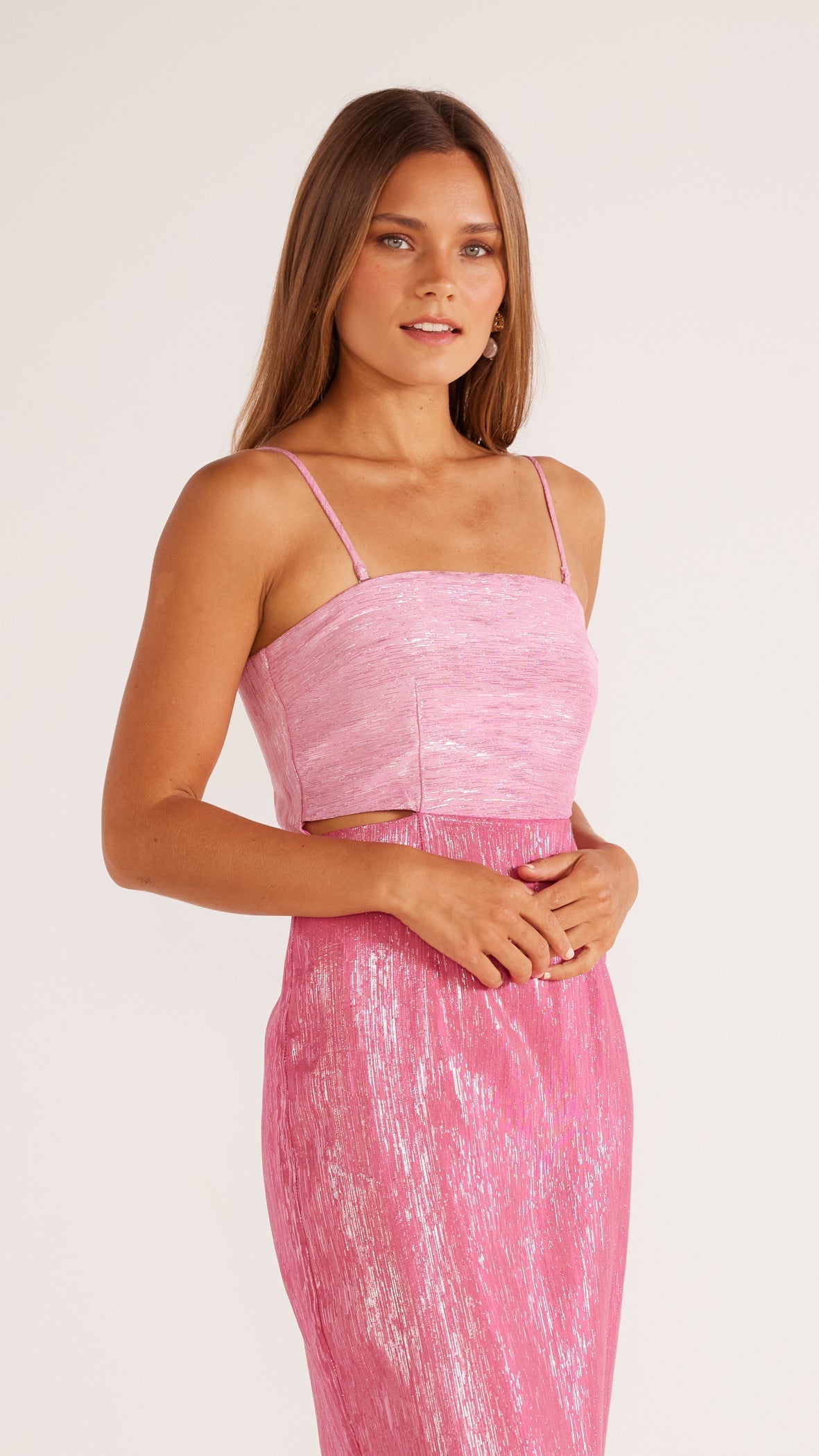 Sunseeker Frill Linen Dress in Pink