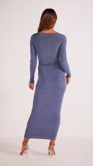 AZRA CUT OUT SLINKY MIDI DRESS BLUE - MINKPINK Official Online