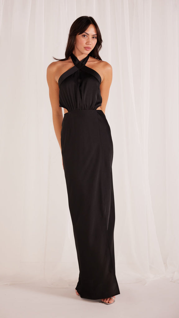 Finlay Satin Halter Gown Black - MINKPINK Official