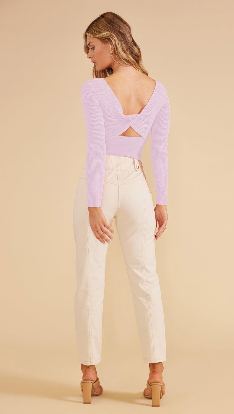 Fresco Twist Back Knit Top Lavender - MINKPINK Official